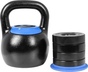 GORILLA SPORTS® Kettlebell - Verstellbare, 24 kg mit 4 Wechselgewichte, Gusseisen - Rundgewicht, Adjustable Kugelhantel, Kugelgewicht, Schwunghantel, Krafttraining Gewichten