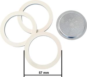 Bialetti - 3 Dichtungen + 1 Filtersieb Aluminiumkannen 2 Tassen