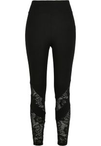 Dámské leginy Urban Classics Ladies Highwaist Lace Inset Leggings black - 3XL