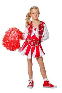 Cheerleader Luxus rot-weiss, Groesse:152