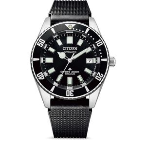 Citizen NB6021-17E Automatické potápěčské hodinky Pánské gumové hodinky černé