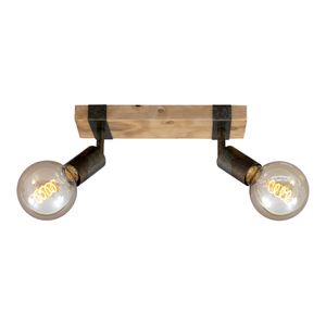 Briloner Leuchten WOOD BASIC - Deckenleuchte - Spots drehbar - 2xE27 max. 25W - Material: Holz und Metall - Farbe: schwarz und metallgrau