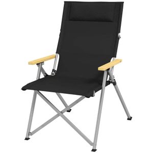 Rootz Camping Chair - Weatherproof - Folding Chair - Including Transport Bag - Outdoor Chair - 600d Oxford Fabric - Beech Wood - Black - 74L x 59.5W x 98H cm