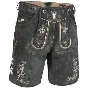 PAULGOS pánské tradiční kožené kalhoty krátké - HK3 - pravá kůže - k dispozici ve 2 barvách - velikost 44 - 60, barva:šedá, velikost:52