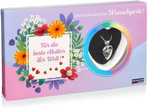 BRUBAKER Wunschperle für die beste Mutter der Welt - Halskette mit Silber Herz Anhänger + Muschel mit echter Perle als Schmuck Geschenkset für die Mama zum Muttertag