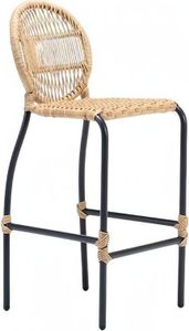 Modern Barhocker Stuhl Designer Terrasse Rattan Esszimmerstuhl Hocker Bar Beige