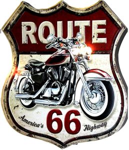 Clayre & Eef Textschild 30x35 cm Schwarz Eisen Motor Route 66