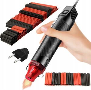 Rosfix Mini-Heißluftpistole Hot-Air 300W + Rosfix Schrumpfschlauch-Set 127-teilig im Organizer (schwarz und rot)