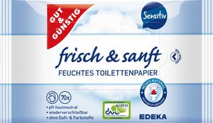 Gut &  Feuchtes Toilettenpapier 6 x Doppelpack (6x140=840) Sensitiv