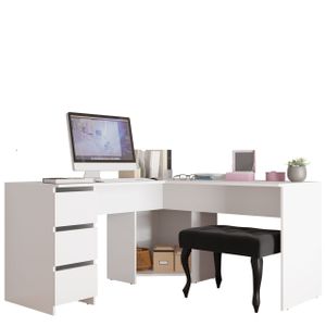 Mirjan24 Eckschreibtisch Fotyn, Schreibtisch L-Form, Ecktisch vom Hersteller, Jungenzimmer (Farbe: Weiß)