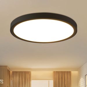 ZMH LED Deckenleuchte Schwarz Flach Deckenlampe IP44 Wasserdicht 22cm Warmweiß 15W Deckenbeleuchtung  für Badezimmer Schlafzimmer  Küche  Flur