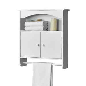 Badezimmerschrank  61 x 53 x 15 cm mit Handtuchhalter Badschrank Wandschrank Schrank Weiß MDF [en.casa]