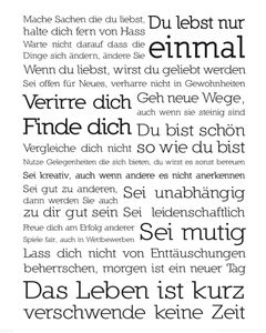 Du lebst nur einmal - Motivational Kunstdruck - Mini Poster Druck - 40x50 cm