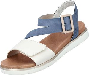 Rieker Damen Sandale Keilabsatz Riemchensandale Deko-Schnalle V5060, Größe:39 EU, Farbe:Blau