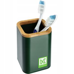 KADAX kúpeľňový zásobník "Carrara", zásobník na zubné kefky s bambusovými detailmi, kúpeľňový úložný priestor, zelený
