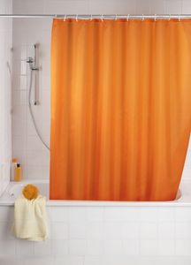 WENKO Dusch Vorhang Badewannen Anti Schimmel Orange 180x200 cm inkl. Ringe