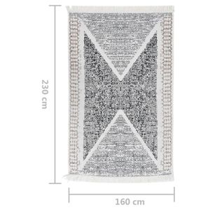 vidaXL Teppich Schwarz und Grau 160x230 cm Baumwolle