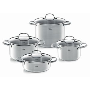 Fissler San Francisco / Edelstahl-Topfset, 4-teilig, Töpfe mit Glas-Deckel, Induktion (3 Kochtöpfe, 1 Bratentopf)