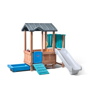 Step2 Woodland Adventure Spielhaus mit Rutsche | Kunststoff Kinderspielhaus für den Garten mit Stauraum | Gartenhaus für Kinder