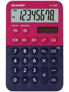 Sharp EL-760 R RB stylischer Tischrechner in rot/blau, 8-stellig, LCD, Solar/Batterie