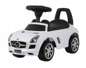 COIL Rutschauto, Kinderauto, Mercedes-Benz SLS AMG, LED-Spielzeugauto, Rutscher für Kinder, Multimedia-Lenkrad, ab 12 Monaten, Weiß