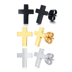 Ohrstecker Kreuz Männer: Ohrringe Edelstahl in Silber, Schwarz oder Gold, Farbe:Gold