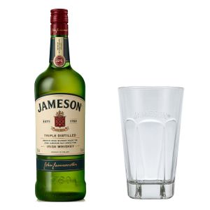 Jameson Irish Whiskey Set mit Tall Glas, Blended Irish Whisky, Schnaps, Spirituose, Alkohol, Flasche, 40 %, 1 L