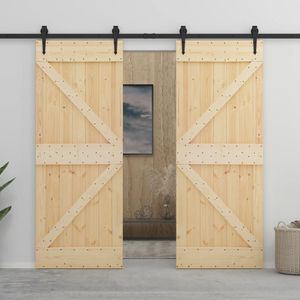 vidaXL Drzwi przesuwne z okuciem 100x210 cm lite drewno sosnowe