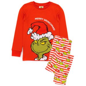 The Grinch - Schlafanzug Langes Bein für Kinder - weihnachtliches Design Langärmlig NS7649 (116) (Rot)