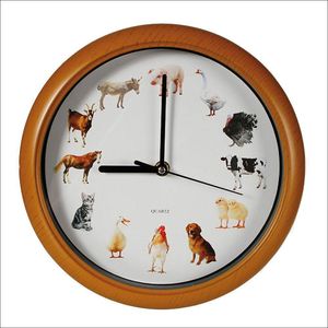 SAFE Wanduhr Tierstimmen, Lernuhr Kinder Wanduhr, Kinderuhr Wand, Bauernhofuhr mit 12 Tieren vom Land