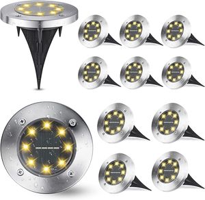 Forever 12 x LED Solarlampe Bodeneinbaustrahler Solar Bodenleuchte Bodenlampe Außen 8Leds,Warmweiß