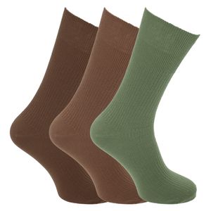 Herren Big Foot Diabetiker Socken (3 Paar) MB385 (39-45 EU) (Braun/Olive)