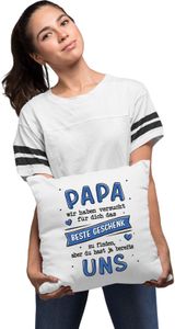 Kissen-Bezug Spruch Für dich das Beste Geschenk zu finden personalisiert mit Namen Geschenk Papa Kinder Tochter Sohn SpecialMe® Uns weiß 40cm x 40cm