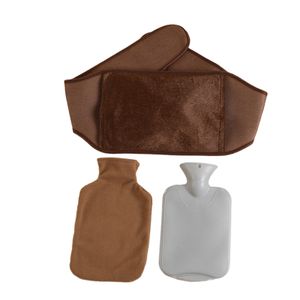 3-teiliges Set Wärmflasche mit Weichem Taillenbezug, Wärmflaschengürtel, Wärmbeutelbezug, Winterwarme Wärmflasche, Kaffee