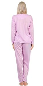 Damen Pyjama lang zweiteiliger Schlafanzug, Flieder XL