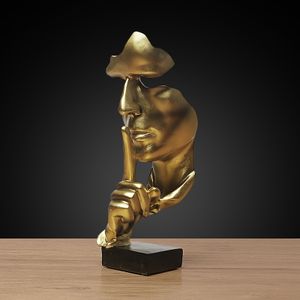 Schweigen ist Gold,Figur Skulptur Abstrakte Kunsthandwerksornamente Haus Dekoration Kupfer