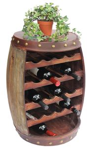 Weinregal Weinfass Fass aus Holz H-70 cm Nr.1546 Flaschenständer Regal Antikbrau