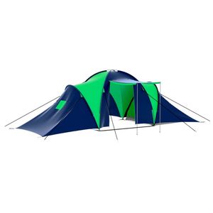 [Möbel] Campingzelt|Familienzelt|Lagerzelt|Tunnelzelt 9 Personen Stoff Blau/Grün Campingzelt|Familienzelt|Lagerzelt|Tunnelzelte Wundervoll & hoher Qualität