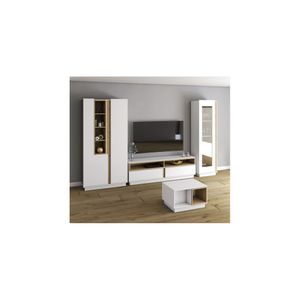 Regal RTV-Lowboard Vitrine Couchtisch Möbel-Set GREY 01 WEISS