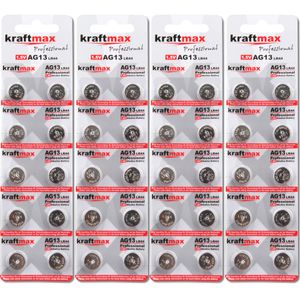 Kraftmax 40er Pack Knopfzelle Typ 357 ( AG13 / LR1154 / LR44 ) Hochleistungs- Batterie / 1,5V  Uhrenbatterie für professionelle Anwendungen - Neuste Generation
