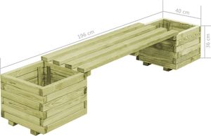 vidaXL Gartenbank mit Pflanzgefäßen Kiefernholz Imprägniert