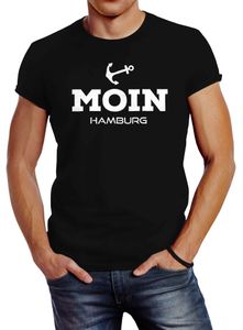 Herren T-Shirt Moin Hamburg Anker Slim Fit Neverless® schwarz 5XL