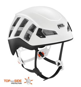 Petzl Meteor Leichter Helm mit erweitertem Kopfschutz zum Klettern, Bergsteigen und Skitourengehen, Farbe:Rot, Größe:Gr. M/L