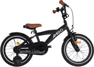 AMIGO Kinderfahrräder Jungen Explorer 16 Zoll 23 cm Jungen Rücktrittbremse Schwarz/Weiß