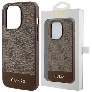 Guess 4G Bottom Stripe Metal Logo Collection - Hülle für iPhone 15 Pro Max (braun)