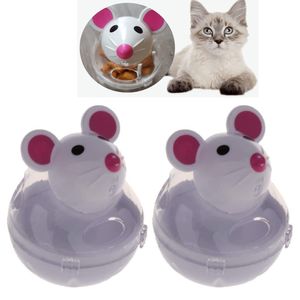 2 Stück Maus Form Stehauf Futterspender Futterspielzeug Snackball Lebensmittel Dispenser Interaktives Spielzeug für Katzen