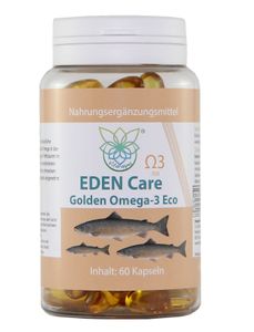 VITARAGNA® Golden Omega 3 Fischöl-Kapseln Eco (TG Variante) mit leicht süßlichem Geschmack nach Vanille, hochdosiert mit hohem EPA - DHA - SDA Anteil - 700 mg