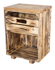 Rustikaler Nachttisch aus Holz mit Schublade, 40x57x30,5cm Obstkisten DIY Holzbohlen Weinkisten Paletten