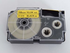 vhbw 1x Schriftband-Kassette kompatibel mit Casio KL-P1000 Etiketten-Drucker 18mm Schwarz auf Gelb, pet+ RESIN