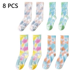 Herren & Damen Sneaker Socken Batik-Socken Baumwolle bequem Skisocken mit Polsterung in verschiedenen Farben(light pink + light green + flower yellow + sky blue)